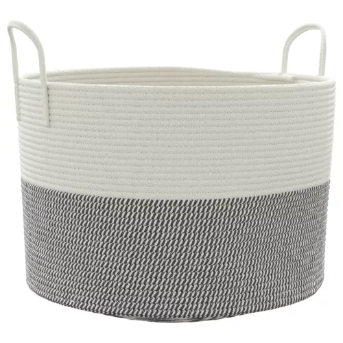 Szürke-fehér pamut tárolókosár Ø51 x 33 cm