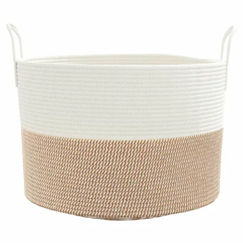 Barna-fehér pamut tárolókosár Ø51 x 33 cm
