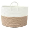 Barna-fehér pamut tárolókosár Ø51 x 33 cm