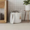 Fehér pamut tárolókosár Ø40 x 35 cm
