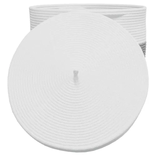 Fehér-fekete pamut tárolókosár fedéllel Ø40 x 35 cm