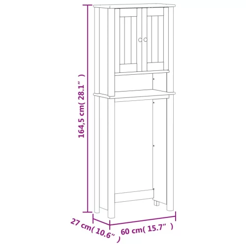 BERG fekete tömör fa WC feletti tároló 60 x 27 x 164,5 cm
