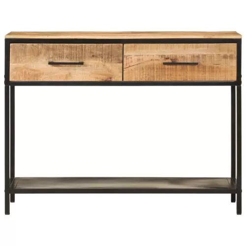 Tömör mangófa és vas tálalóasztal 100 x 35 x 76 cm