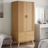OLDEN barna tömör fenyőfa gardrób 76,5 x 53 x 172 cm