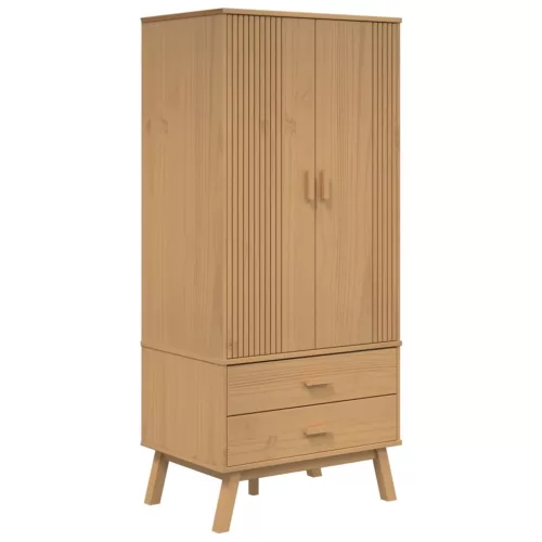 OLDEN barna tömör fenyőfa gardrób 76,5 x 53 x 172 cm