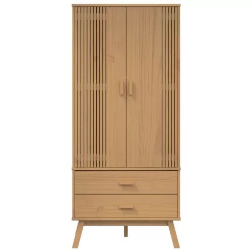 OLDEN barna tömör fenyőfa gardrób 76,5 x 53 x 172 cm