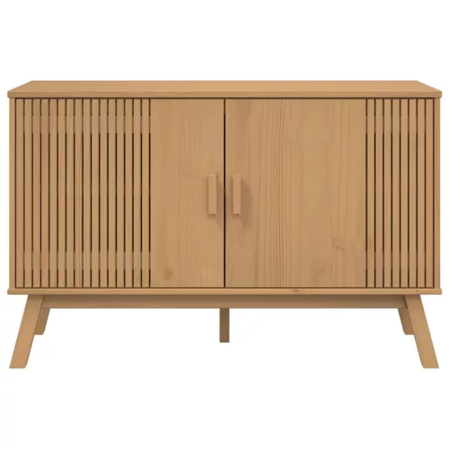 OLDEN barna tömör fenyőfa tálalószekrény 114 x 43 x 73,5 cm