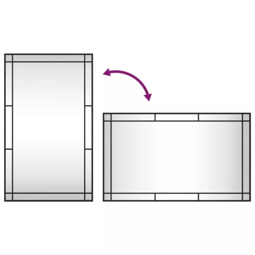 Fekete téglalap alakú vas fali tükör 60 x 100 cm