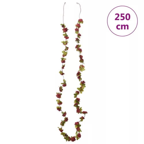 6 db tavaszi piros karácsonyi virágfüzér 250 cm