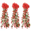 3 db piros karácsonyi virágfüzér 85 cm
