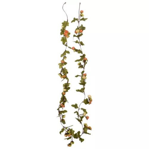 6 db naplemente-piros karácsonyi virágfüzér 215 cm