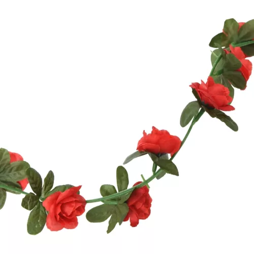 6 db piros karácsonyi virágfüzér 240 cm