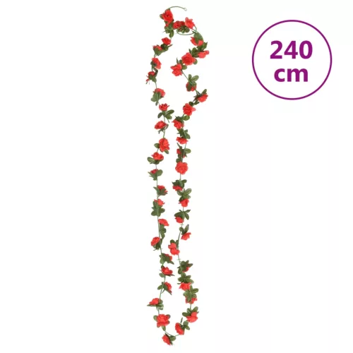 6 db piros karácsonyi virágfüzér 240 cm