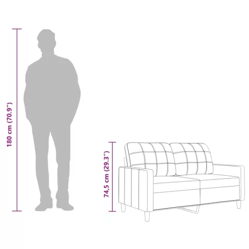 Kétszemélyes tópszínű szövet kanapé 140 cm