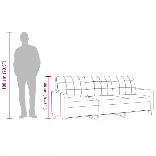 3 személyes krémszínű műbőr kanapé 180 cm