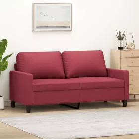 2 személyes bordó színű műbőr kanapé 140 cm