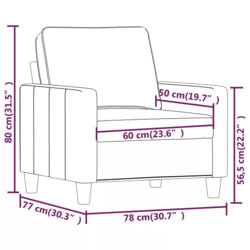 Bordó szövet kanapéfotel 60 cm