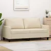 Kétszemélyes krémszínű szövetkanapé 140 cm