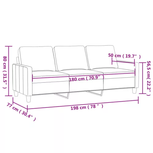 3 személyes fekete szövetkanapé 180 cm