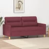 Kétszemélyes bordó szövet kanapé 140 cm