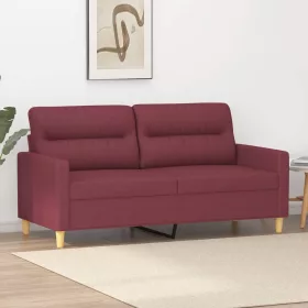 Kétszemélyes bordó szövet kanapé 140 cm