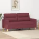 Kétszemélyes bordó szövet kanapé 140 cm