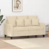 Kétszemélyes krémszínű szövetkanapé 120 cm