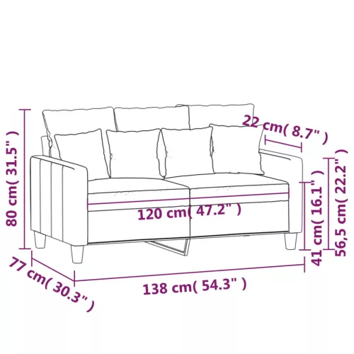 Kétszemélyes krémszínű szövetkanapé 120 cm