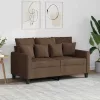 Kétszemélyes barna szövetkanapé 120 cm
