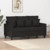 Kétszemélyes fekete szövetkanapé 120 cm