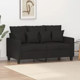 Kétszemélyes fekete szövetkanapé 120 cm