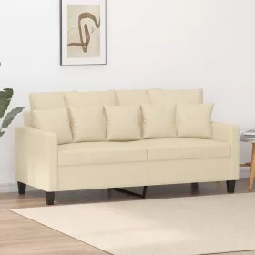 Kétszemélyes krémszínű szövetkanapé 140 cm