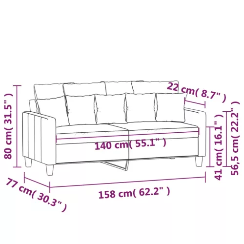 Kétszemélyes krémszínű szövetkanapé 140 cm