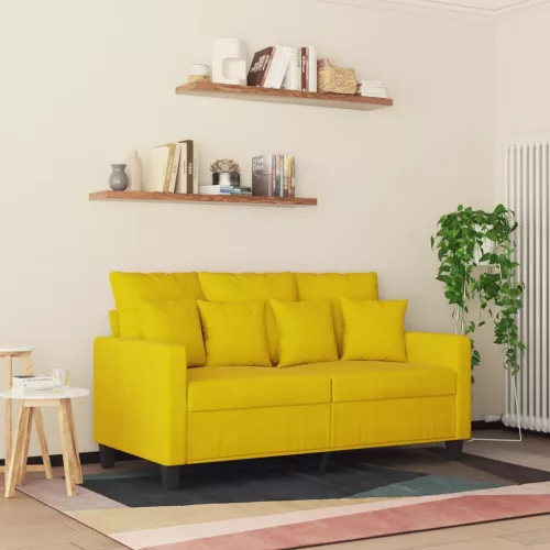 Kétszemélyes sárga bársony kanapé 120 cm