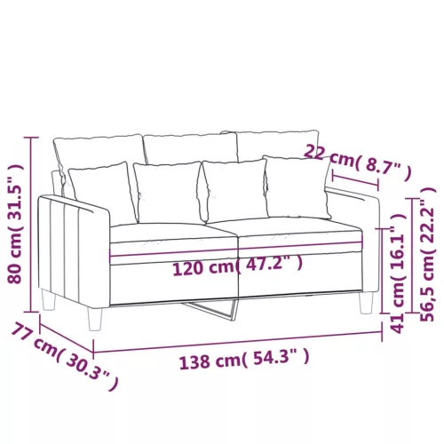 Kétszemélyes sárga bársony kanapé 120 cm