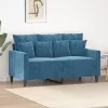 Kétszemélyes kék bársony kanapé 120 cm