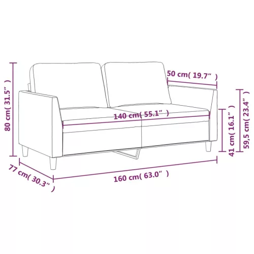 2 személyes krémszínű műbőr kanapé 140 cm