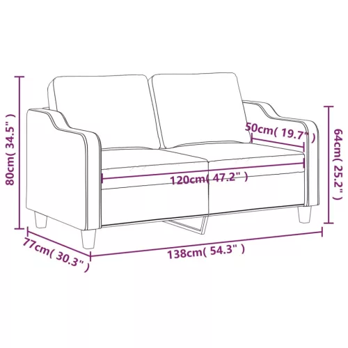 Kétszemélyes barna szövetkanapé 120 cm