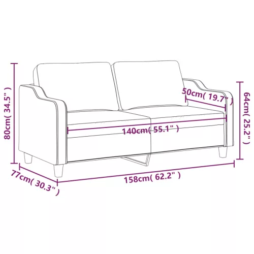 Kétszemélyes krémszínű szövetkanapé 140 cm