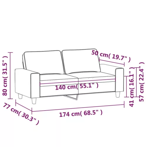 Kétszemélyes krémszínű szövetkanapé 140 cm