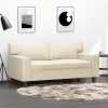 2 személyes krémszínű műbőr kanapé 120 cm