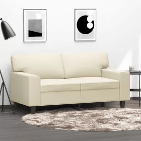2 személyes krémszínű műbőr kanapé 120 cm