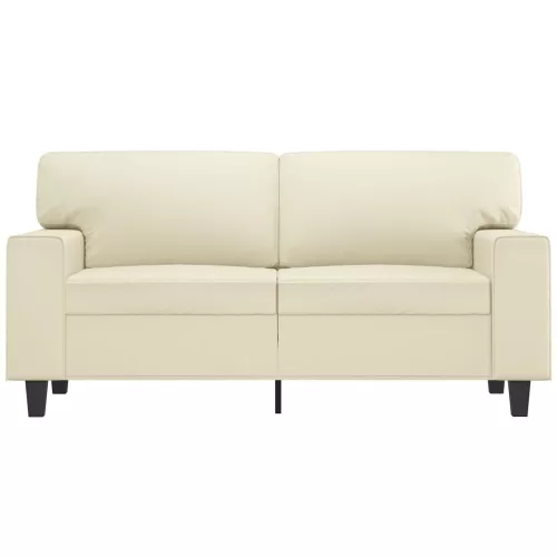 2 személyes krémszínű műbőr kanapé 120 cm