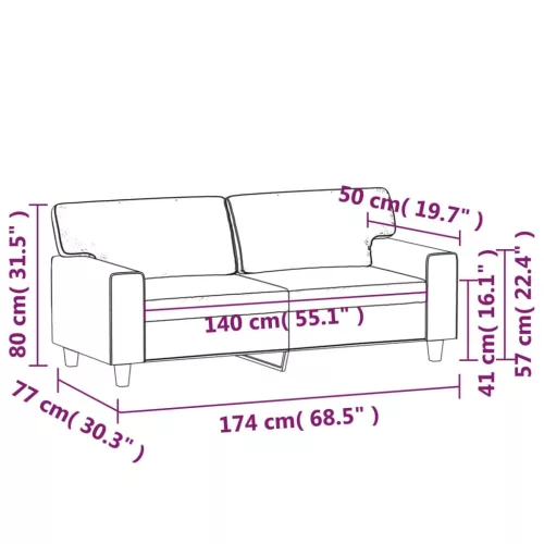 2 személyes krémszínű műbőr kanapé 140 cm