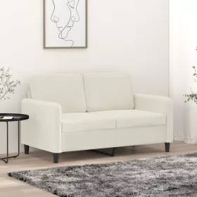 Kétszemélyes krémszínű bársony kanapé 120 cm