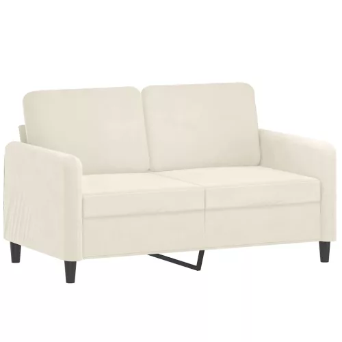 Kétszemélyes krémszínű bársony kanapé 120 cm