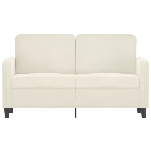 Kétszemélyes krémszínű bársony kanapé 120 cm