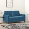 Kétszemélyes kék bársony kanapé 120 cm
