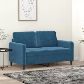 Kétszemélyes kék bársony kanapé 120 cm