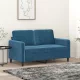 Kétszemélyes kék bársony kanapé 120 cm